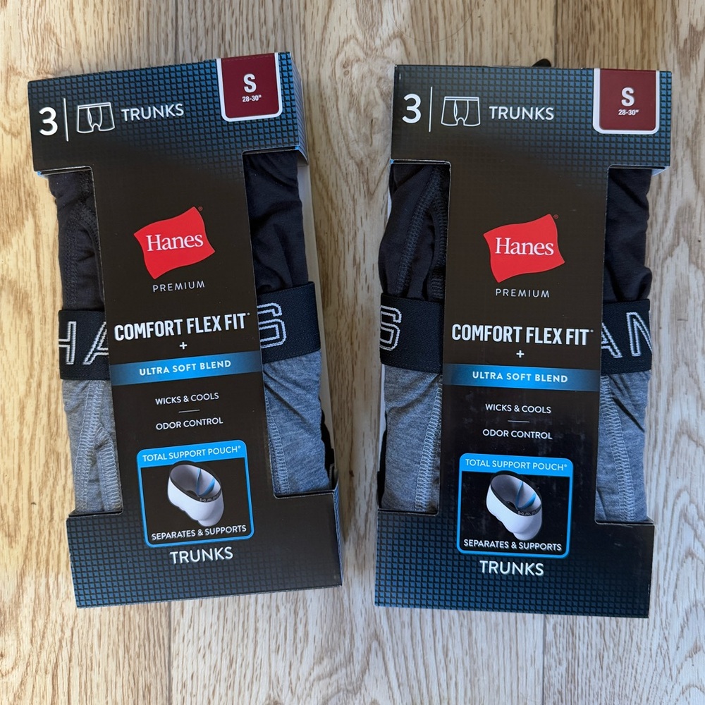 2 - 3 Packs Hanes Premium Comfort Flex Fit Trunks Size Small